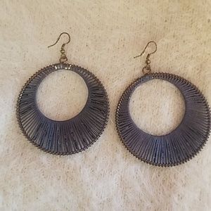 Large blue gray hoop earrings